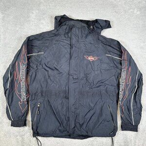 Harley Davidson Motorcycle Reflective Black Riding Windbreaker Coat Jacket L